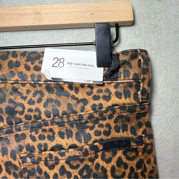7 For All Mankind Womens High-Waist Slim Kick Flared Jeans Leopard Pants Size 28 - Picture 6 of 12